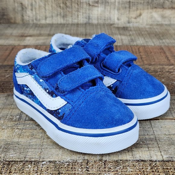 Vans Other - Vans Classic Old Skool Toddler Sz 4.5 Galaxie Blue Sneaker Hook & Loop Glow Dark